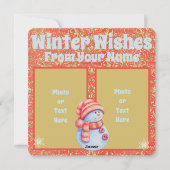 Laat het Sneeuwse Snowman Holiday Flat Kaart sneeu (Achterkant)