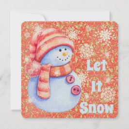 Laat het Sneeuwse Snowman Holiday Flat Kaart sneeu