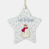 Laat het Sneeuwse Snowman Star-Ornament sneeuwen Keramisch Ornament (Rechts)