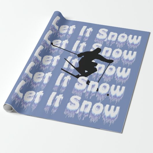 Laat het sneeuwskismen in wintersport cadeaupapier (Uitgerold)