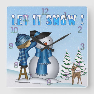Laat het sneeuwslot van het Snowman-plein de muur Vierkante Klok