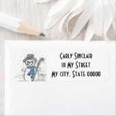 Laat het sneeuwsneeuwman etiket (Insitu)