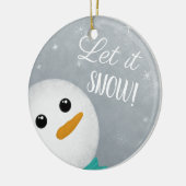 Laat het sneeuwsneeuwman keramisch ornament (Links)