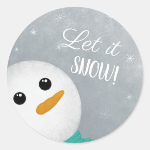 Laat het sneeuwsneeuwman ronde sticker