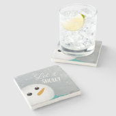 Laat het sneeuwsneeuwman stenen onderzetter (Zijkant)