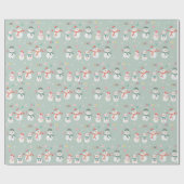 Laat het sneeuwsneeuwmannen op groen cadeaupapier (Vlak)