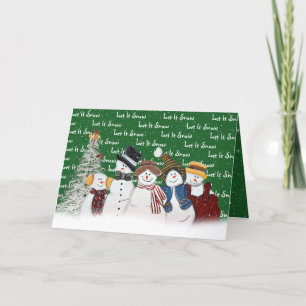 Laat het sneeuwsneeuwmannen op groen feestdagen kaart