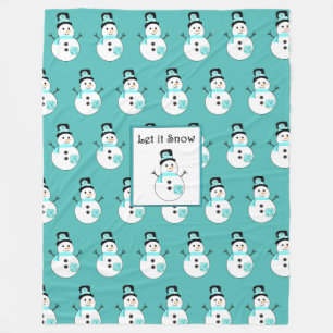 Laat het sneeuwsneeuwsneeuwman Blauwgroen kerst fl Fleece Deken