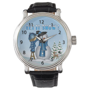 Laat het sneeuwsneeuwsneeuwman kijken horloge