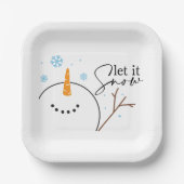 Laat het sneeuwsneeuwsneeuwman papier Bord (Voorkant)