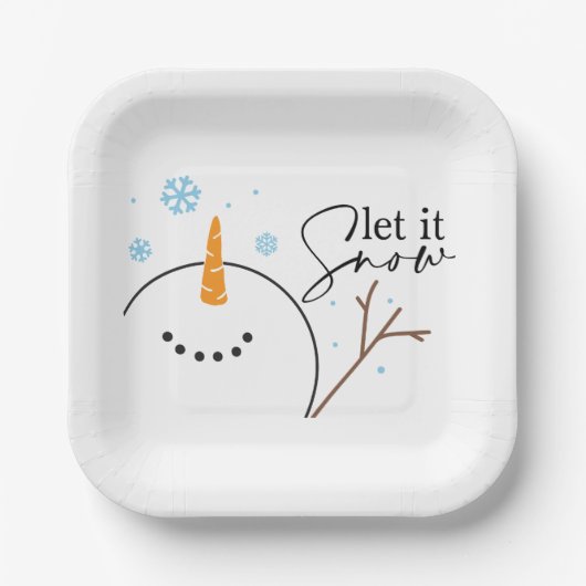 Laat het sneeuwsneeuwsneeuwman papier Bord (Voorkant)