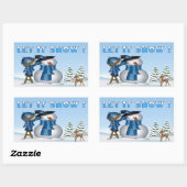 Laat het sneeuwsneeuwsneeuwman rechthoekige Sticke Rechthoekige Sticker (Vel)