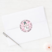 Laat het sneeuwsneeuwsneeuwman roze Kerst stickers (Envelop)