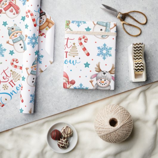 Laat het sneeuwsneeuwsneeuwpopje Patroon Kerstmis Cadeaupapier (Crafts)