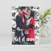 Laat het Sneeuwtypografie Foto Kerst Kaart (Staand voorkant)