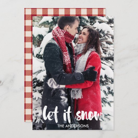 Laat het Sneeuwtypografie Foto Kerst Kaart (Voorkant / Achterkant)