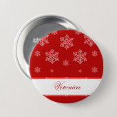 Laat het Sneeuwvakantie-Button, Red Ronde Button 7,6 Cm (Voorkant /achterkant)