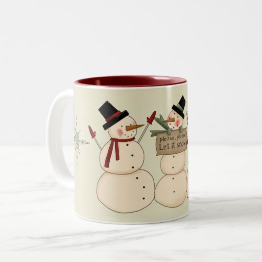 Laat het Sneeuwvakantie-Mok Tweekleurige Koffiemok (Voorkant links)