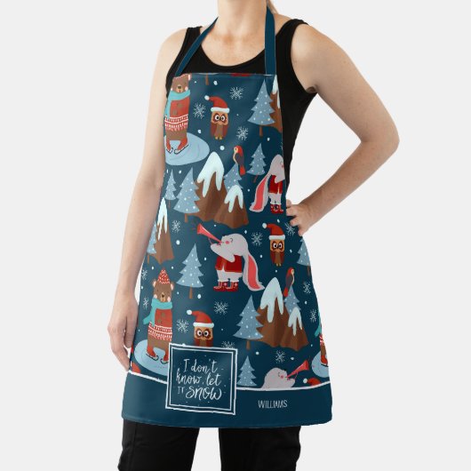 Laat het sneeuwverkuilen de naam Blue Kitchen Schort (Insitu)