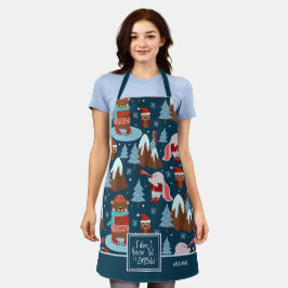 Laat het sneeuwverkuilen de naam Blue Kitchen Schort