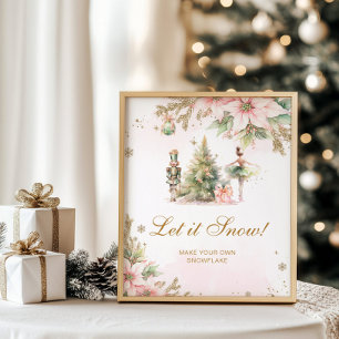 Laat het sneeuwvlok maken station winter poster