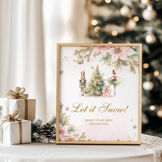 Laat het sneeuwvlok maken station winter poster