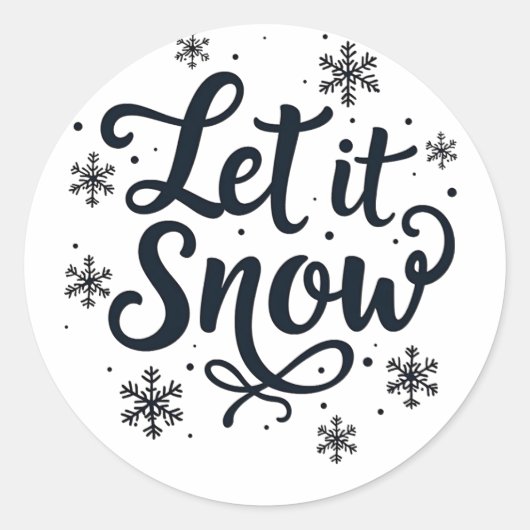 Laat het Sneeuwvlok Winter Seizoen Kerstmis Ronde Sticker (Voorkant)