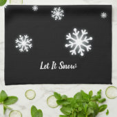 Laat het sneeuwvlokken op de zwarte feestdag theedoek (Gevouwen)