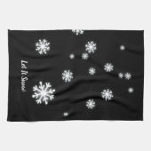 Laat het sneeuwvlokken op de zwarte feestdag theedoek (Horizontaal)