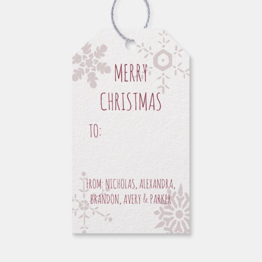 Laat het sneeuwvlokken sneeuwen, gepersonaliseerd cadeaulabel (Achterkant)