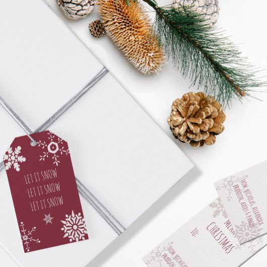 Laat het sneeuwvlokken sneeuwen, gepersonaliseerd  cadeaulabel