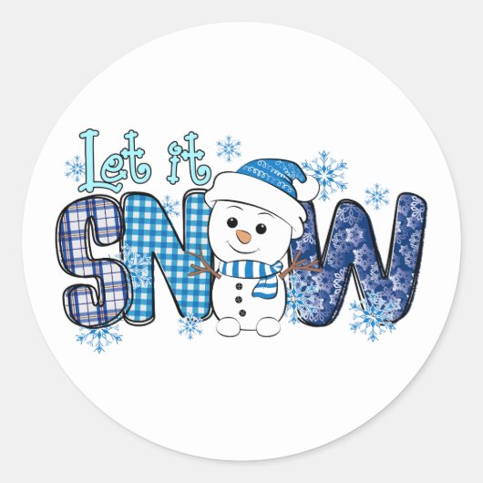 Laat het sneeuwvlokken snoeren ronde sticker (Voorkant)