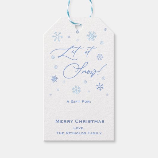 Laat het sneeuwvlokken vrolijk kerstfeest cadeaulabel (Voorkant)