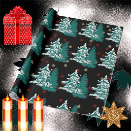 Laat het sneeuwwinterkerstbos met de Waterverf Cadeaupapier