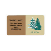 Laat het sneeuwwinterkerstbos met de Waterverf Etiket (Voorkant)