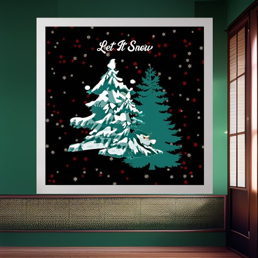 Laat het sneeuwwinterkerstbos met de Waterverf Poster