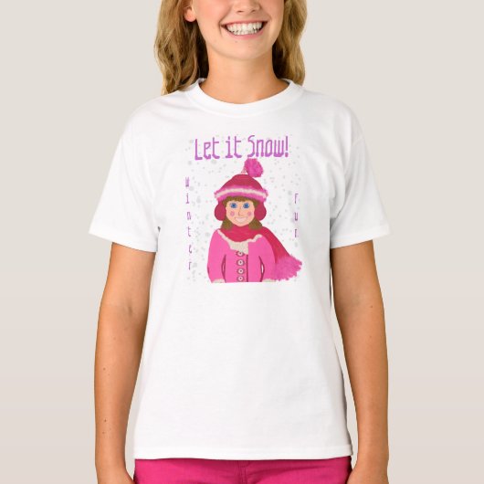 Laat het sneeuwwintervlinder roze Pet scarf T-shirt (Voorkant)