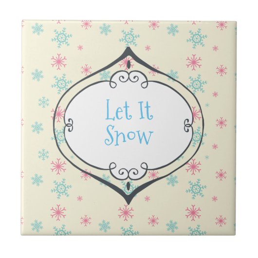 Laat het sneeuwwit Bauble op Snowflakes Wintery Tegeltje (Voorkant)