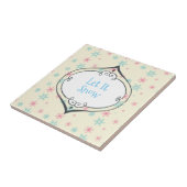 Laat het sneeuwwit Bauble op Snowflakes Wintery Tegeltje (Zijkant)