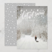 Laat het Sneeuwwitje Lettering Kerstfoto Feestdagenkaart (Voorkant / Achterkant)