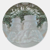 Laat het sneeuwwuiven Snowmen Ronde Sticker (Voorkant)