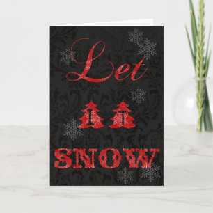 Laat het Sneeuwzwart Damask Christmas Kaart. Feestdagen Kaart