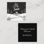 Laat het Sneeuwzwart en Wit Mini Kerst Kaart Notitiekaartje (Voorkant / Achterkant)