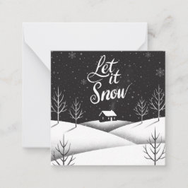 Laat het Sneeuwzwart en Wit Mini Kerst Kaart Notitiekaartje