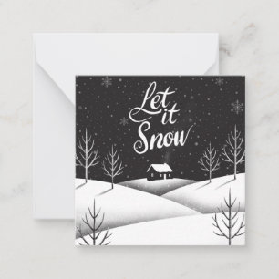 Laat het Sneeuwzwart en Wit Mini Kerst Kaart Notitiekaartje