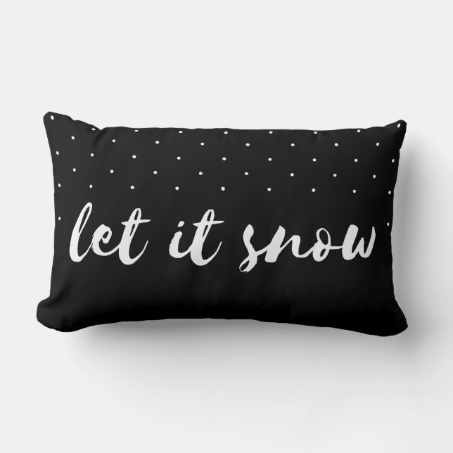 Laat het Sneeuwzwart en Witte Polka Dot Kerstmis Kussen (Voorkant)
