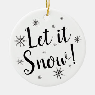 Laat het sneeuwzwart en witte sneeuwvlok keramisch ornament