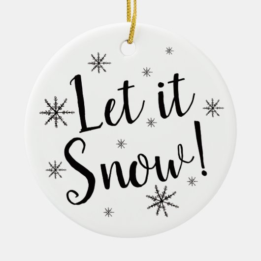 Laat het sneeuwzwart en witte sneeuwvlok keramisch ornament (Voorkant)