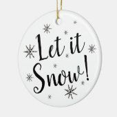 Laat het sneeuwzwart en witte sneeuwvlok keramisch ornament (Links)