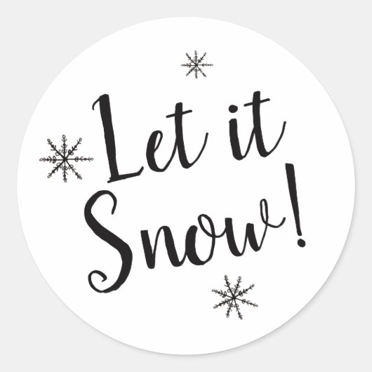 Laat het sneeuwzwart en witte sneeuwvlok ronde sticker (Voorkant)
